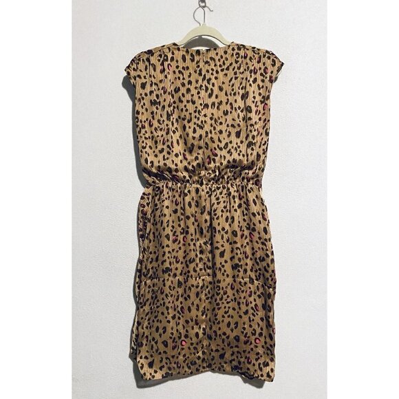 Express Dress Womens Medium Leopard Print Draped Satin Mini Sheath V Neck Boho - Picture 6 of 8